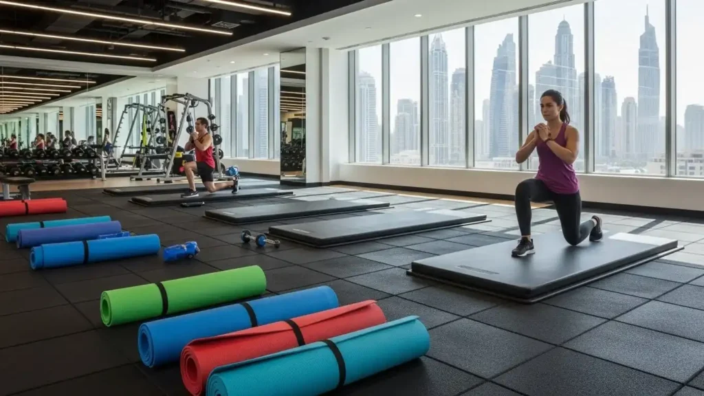 Stay stable with anti-skid gym mats by Dubai Rubber Co—ideal for cardio, weights, and high-intensity training environments.