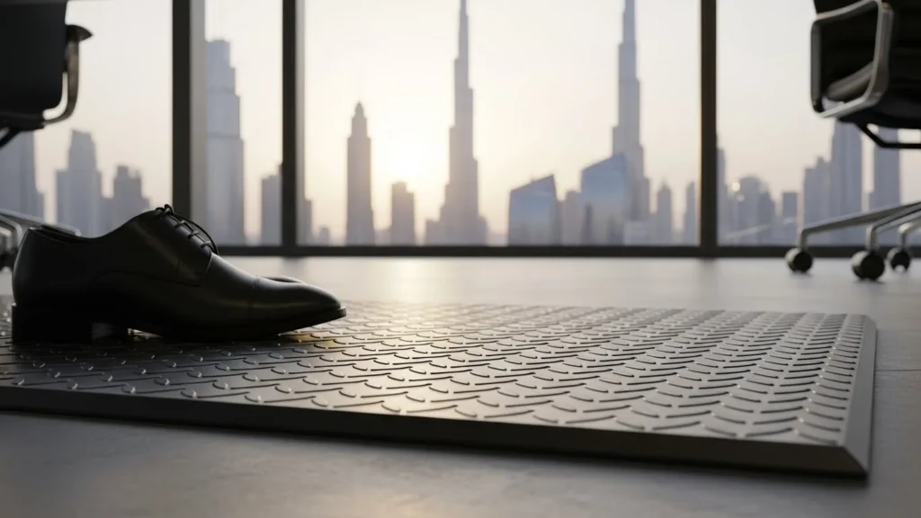 Anti-fatigue mat floor setup in Dubai commercial space