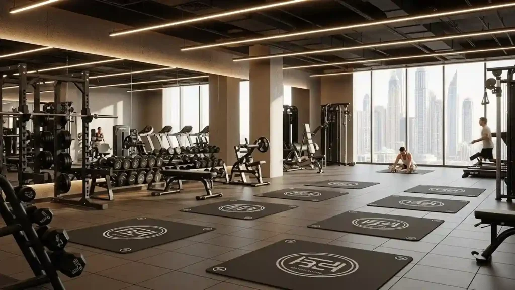 Durable workout mat installation project displayed in Dubai