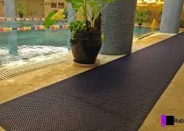 Colorful swimming pool mats displayed in Dubai project gallery